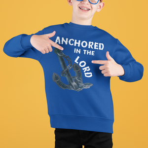 Anchored in the Lord Youth Crewneck Sweatshirt - White