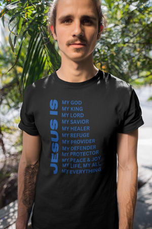 Jesus Is Christian T-Shirt - Short Sleeve Blue