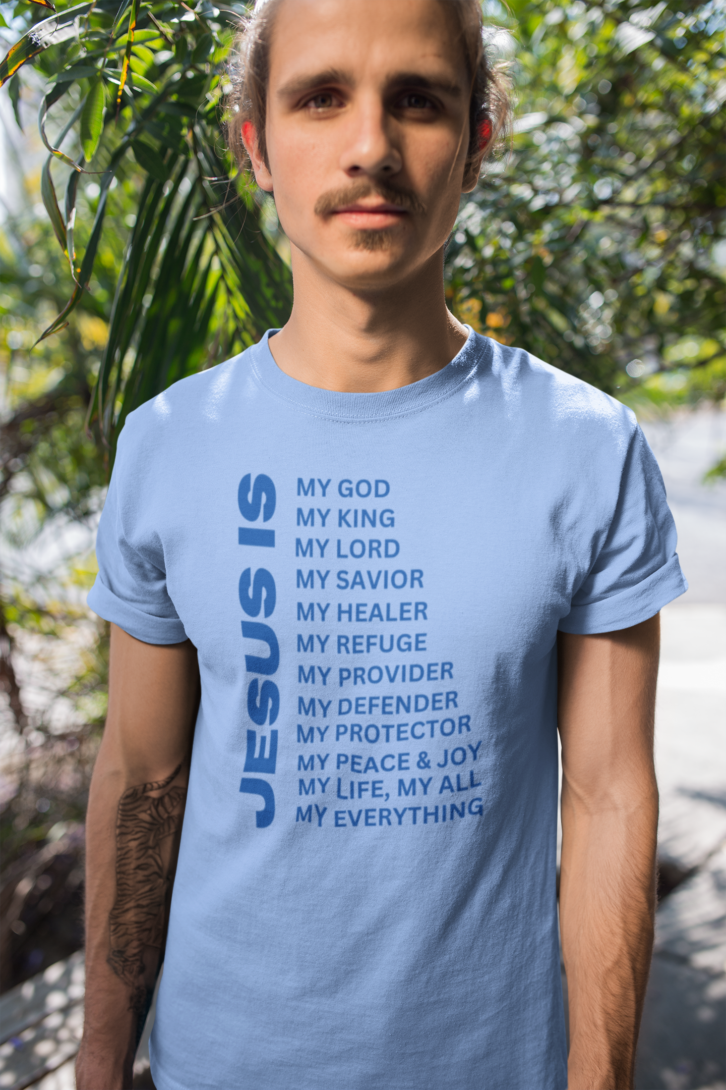 Jesus Is Christian T-Shirt - Short Sleeve Blue