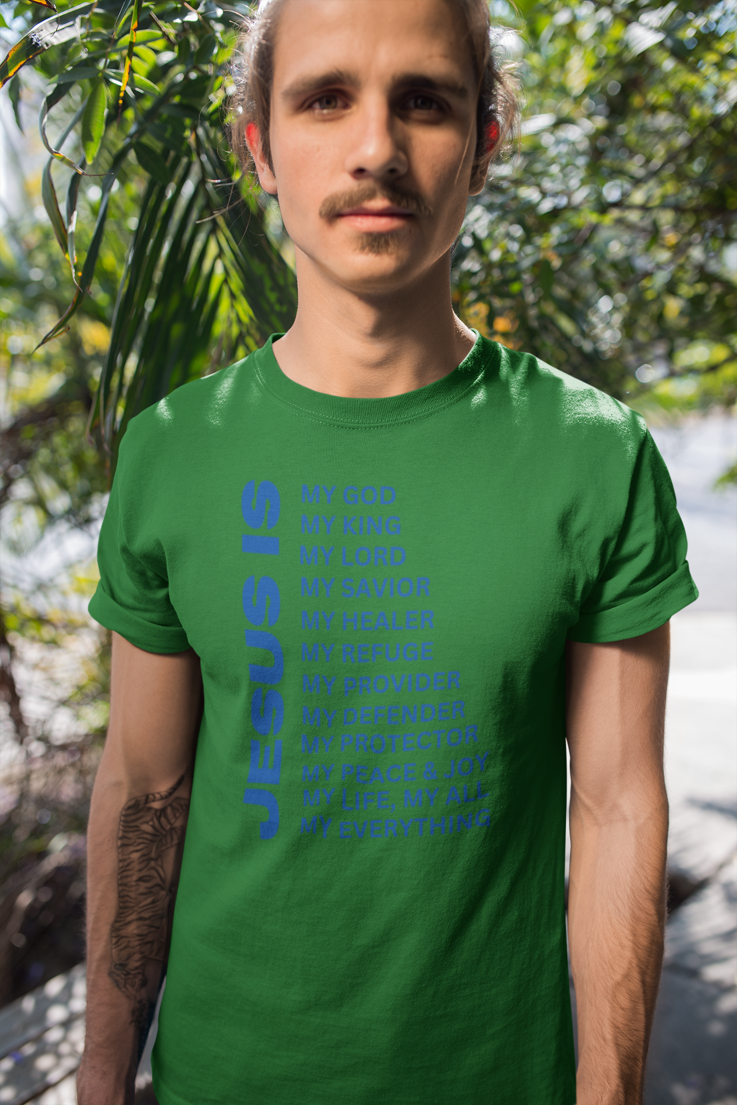 Jesus Is Christian T-Shirt - Short Sleeve Blue