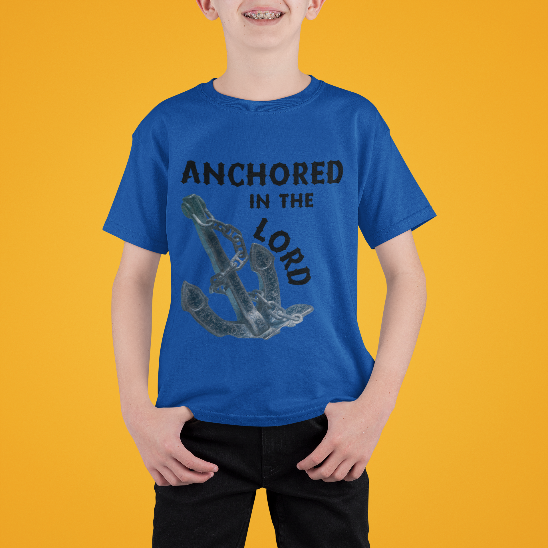 Anchored in the Lord Youth Short Sleeve - Black