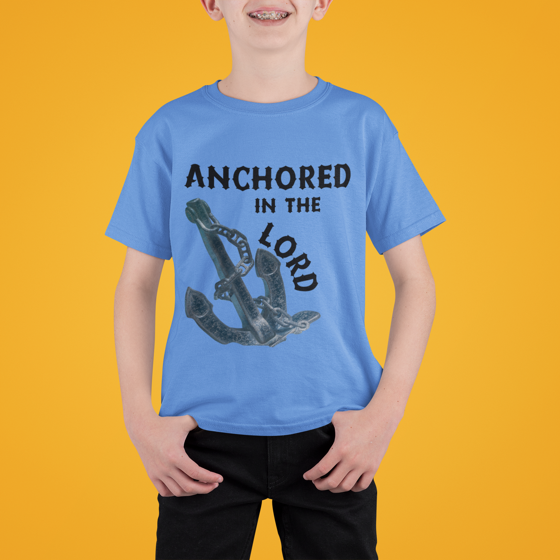 Anchored in the Lord Youth Short Sleeve - Black