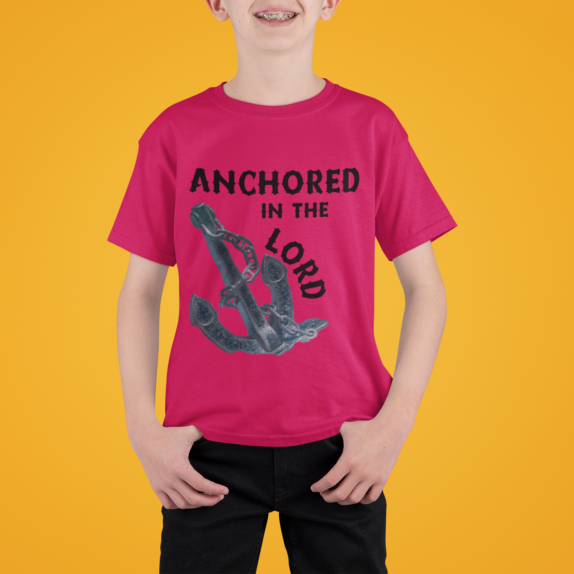 Anchored in the Lord Youth Short Sleeve - Black