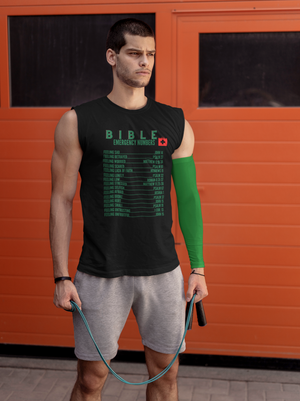 Emergency Bible Numbers Christian T-Shirt - Sleeveless Green