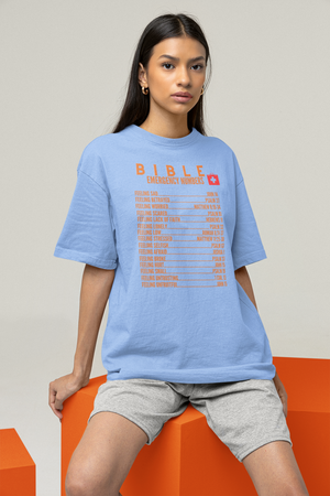 Emergency Bible Numbers Christian T-Shirt - Short Sleeve Orange