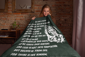 Lord's Prayer Cozy Plush Fleece Blanket - White