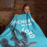 Anchored In The Lord Cozy Plush Fleece Blanket - White