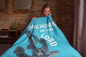 Anchored In The Lord Cozy Plush Fleece Blanket - White