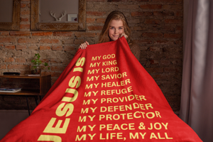 Jesus Is Cozy Plush Fleece Blanket - Gold