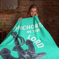 Anchored In The Lord Cozy Plush Fleece Blanket - White