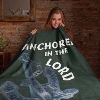 Anchored In The Lord Cozy Plush Fleece Blanket - White