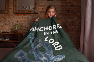 Anchored In The Lord Cozy Plush Fleece Blanket - White