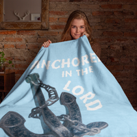 Anchored In The Lord Cozy Plush Fleece Blanket - White