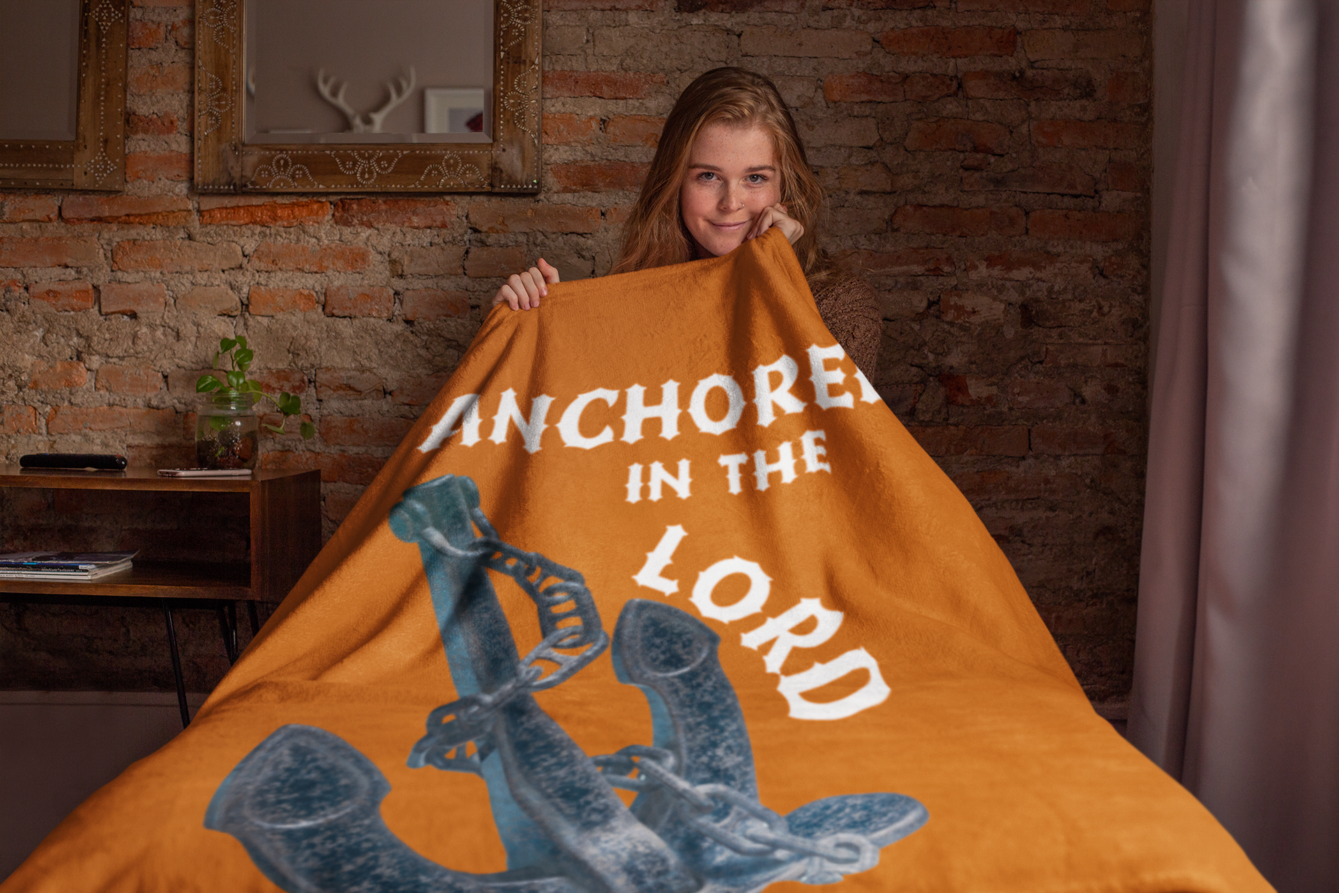 Anchored In The Lord Cozy Plush Fleece Blanket - White