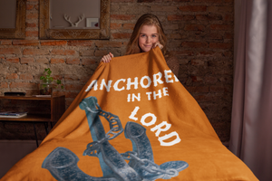 Anchored In The Lord Cozy Plush Fleece Blanket - White