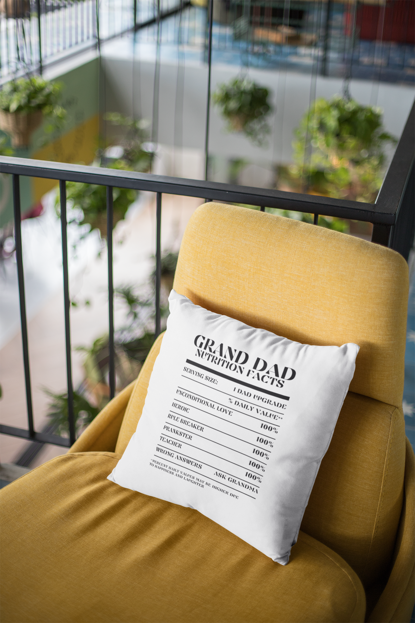 Nutrition Facts Pillow - Grand Dad - Black