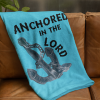 Anchored In The Lord Cozy Plush Fleece Blanket - Black