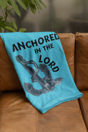 Anchored In The Lord Cozy Plush Fleece Blanket - Black