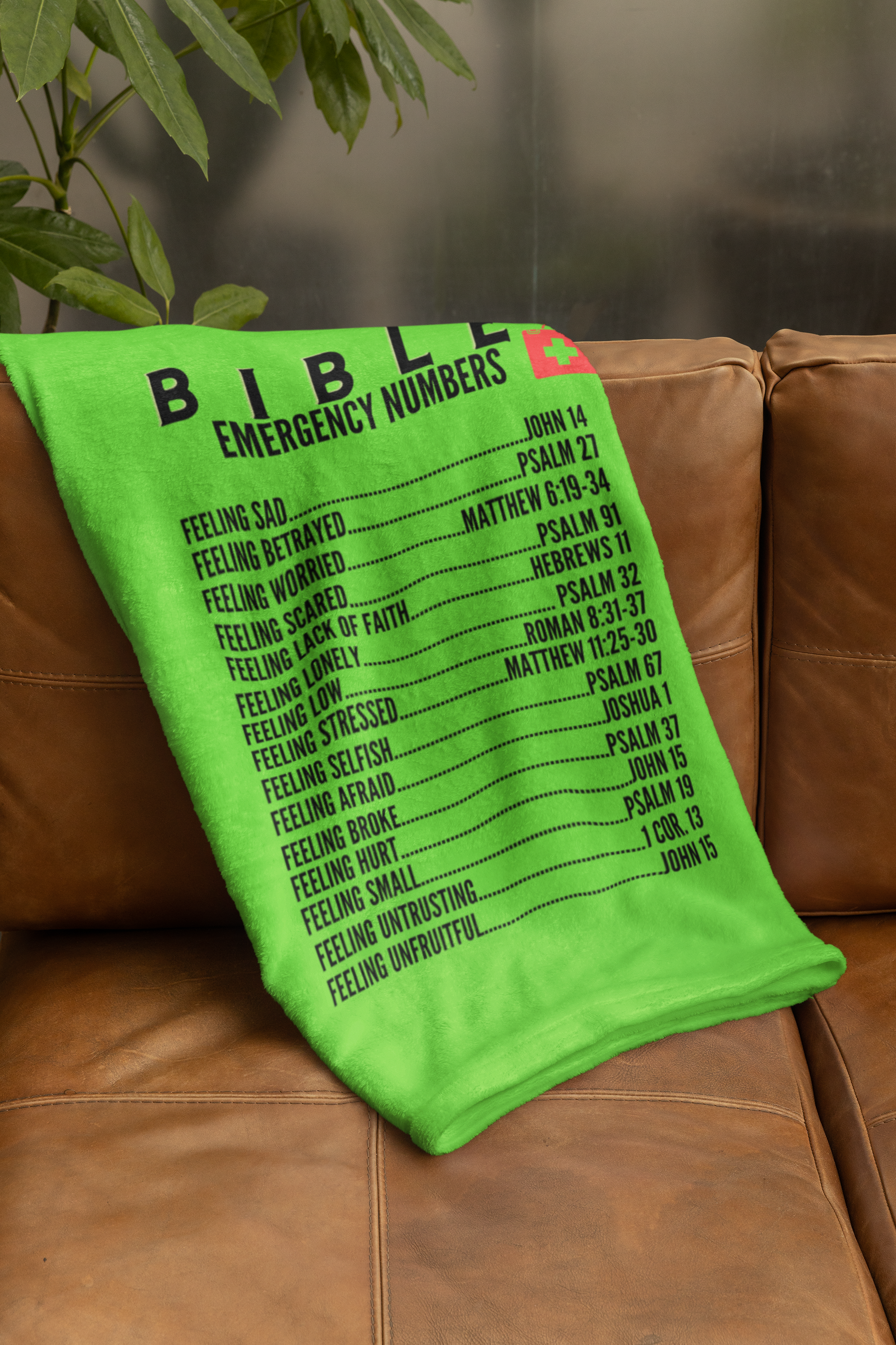 Emergency Bible Numbers Cozy Plush Fleece Blanket - Black