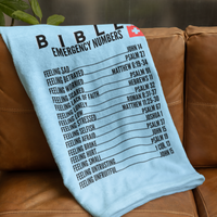 Emergency Bible Numbers Cozy Plush Fleece Blanket - Black