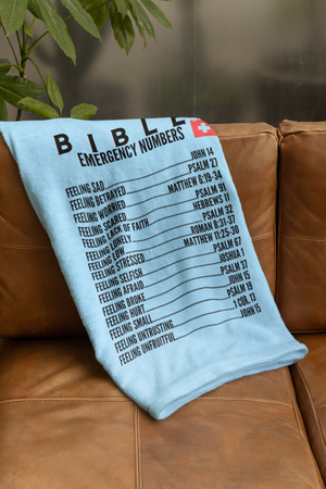 Emergency Bible Numbers Cozy Plush Fleece Blanket - Black