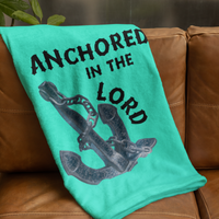 Anchored In The Lord Cozy Plush Fleece Blanket - Black