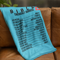 Emergency Bible Numbers Cozy Plush Fleece Blanket - Black