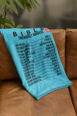 Emergency Bible Numbers Cozy Plush Fleece Blanket - Black