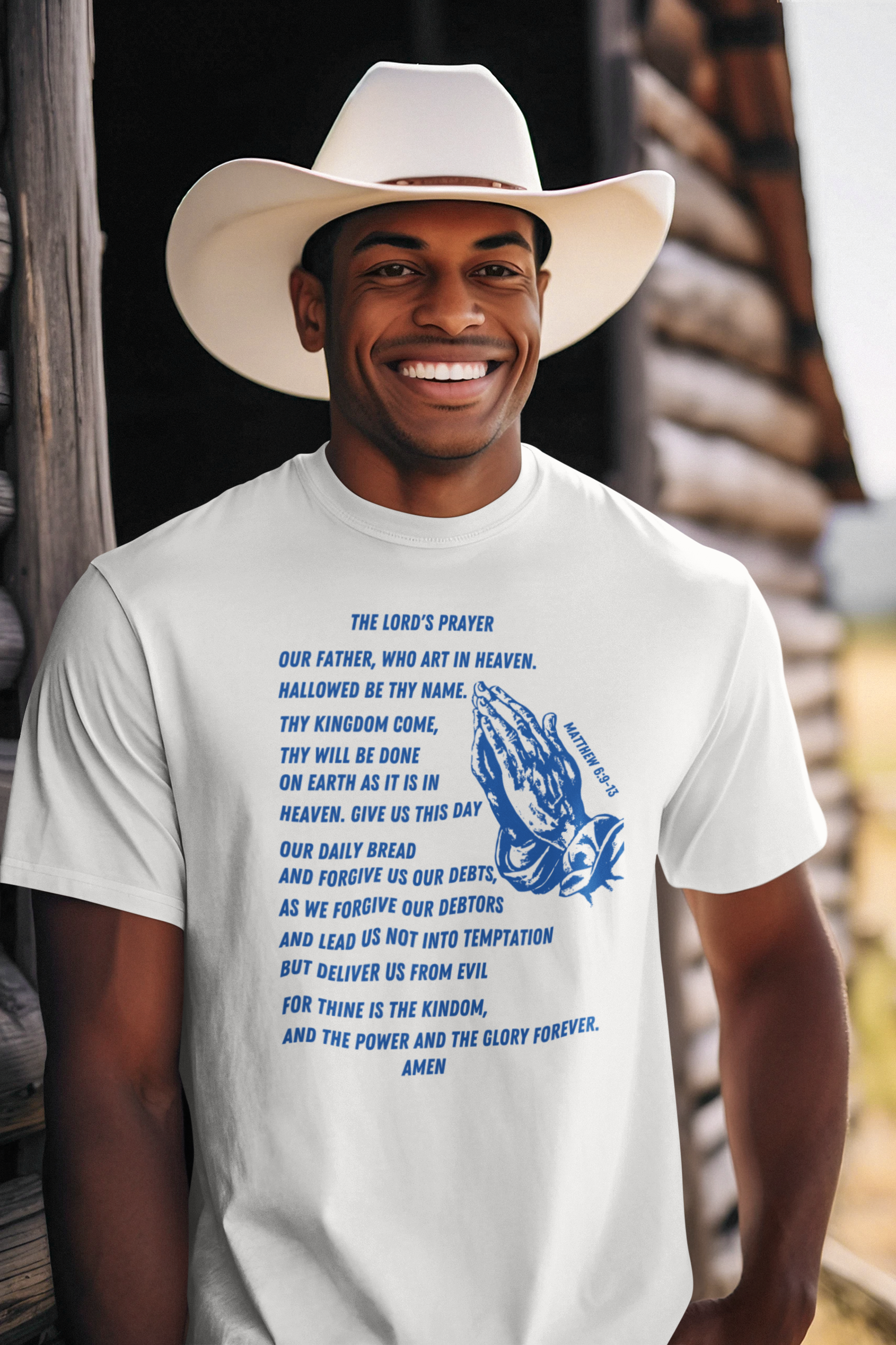 Lord's Prayer Short Sleeve T-shirt Blue