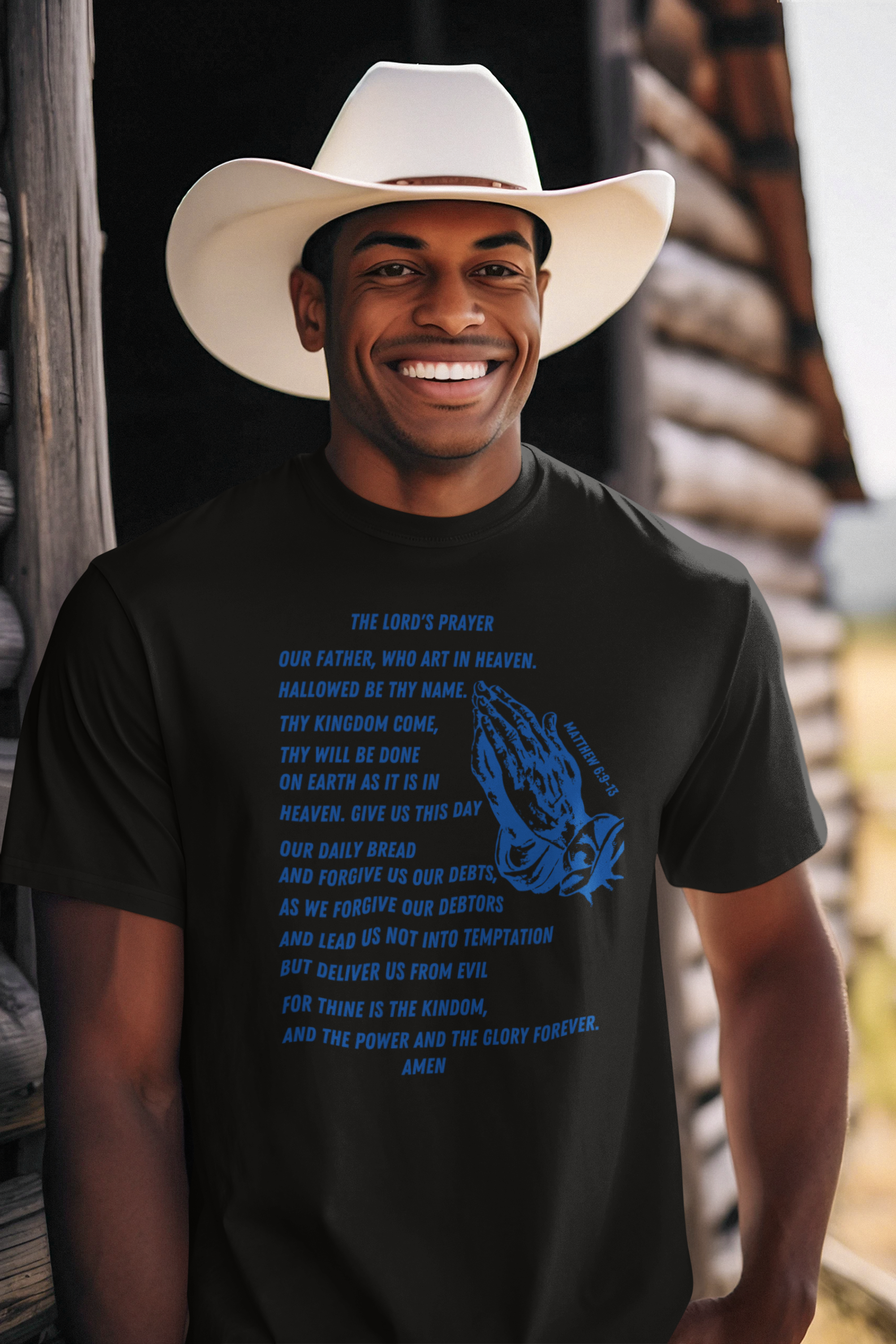 Lord's Prayer Short Sleeve T-shirt Blue