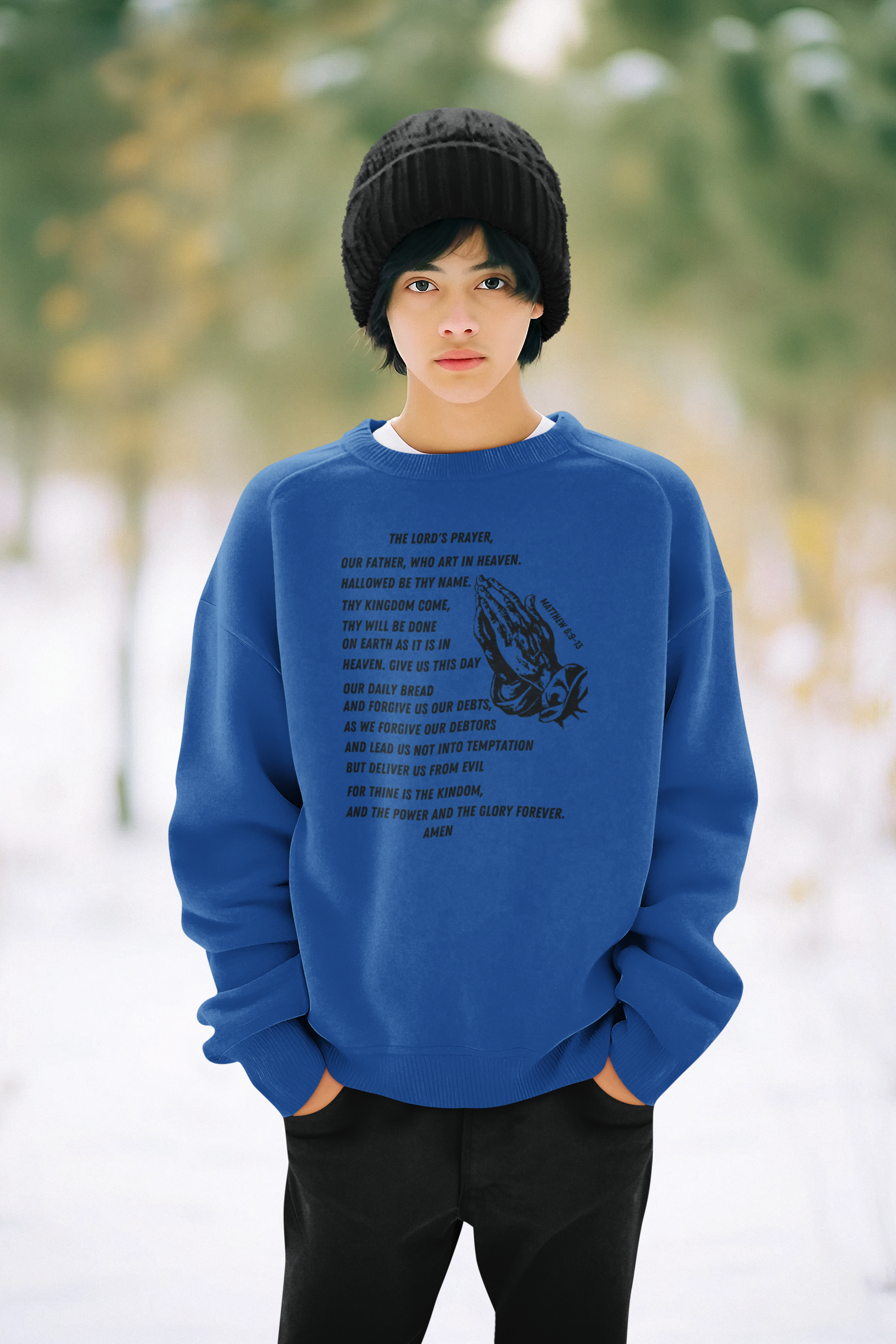 Lord's Prayer Youth Crewneck Sweatshirt - Black