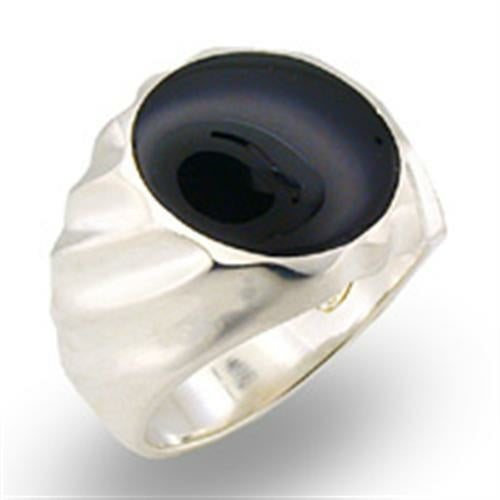 Precious onyx men's sterling silver ring