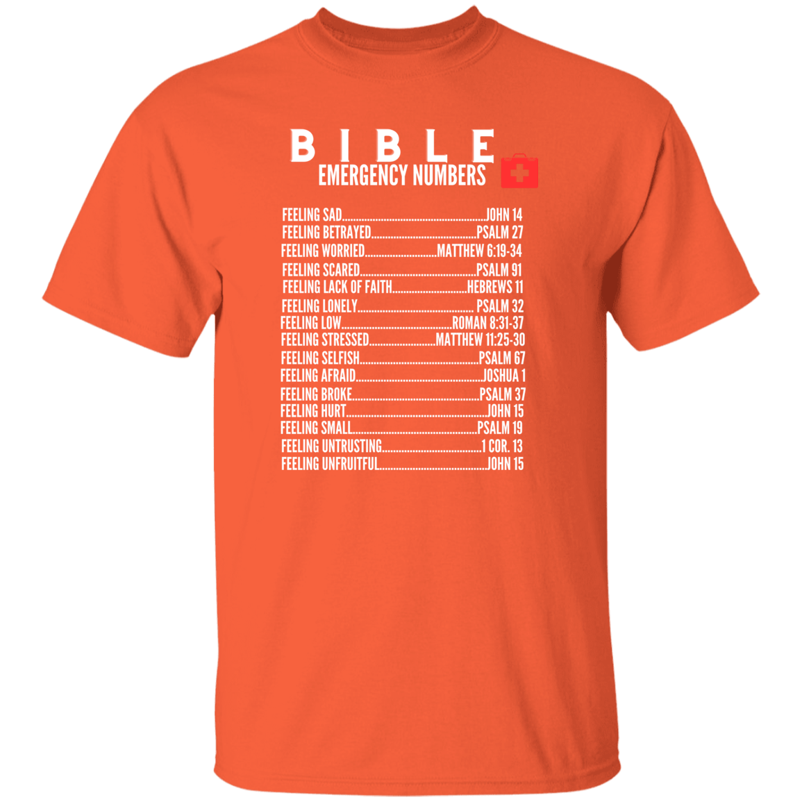 Emergency Bible Numbers Christian T-Shirt - Short Sleeve White