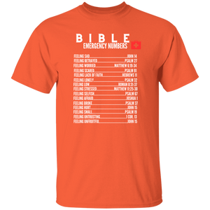 Emergency Bible Numbers Christian T-Shirt - Short Sleeve White