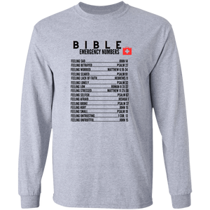 Emergency Bible Numbers Christian T-Shirt - Long Sleeve Black