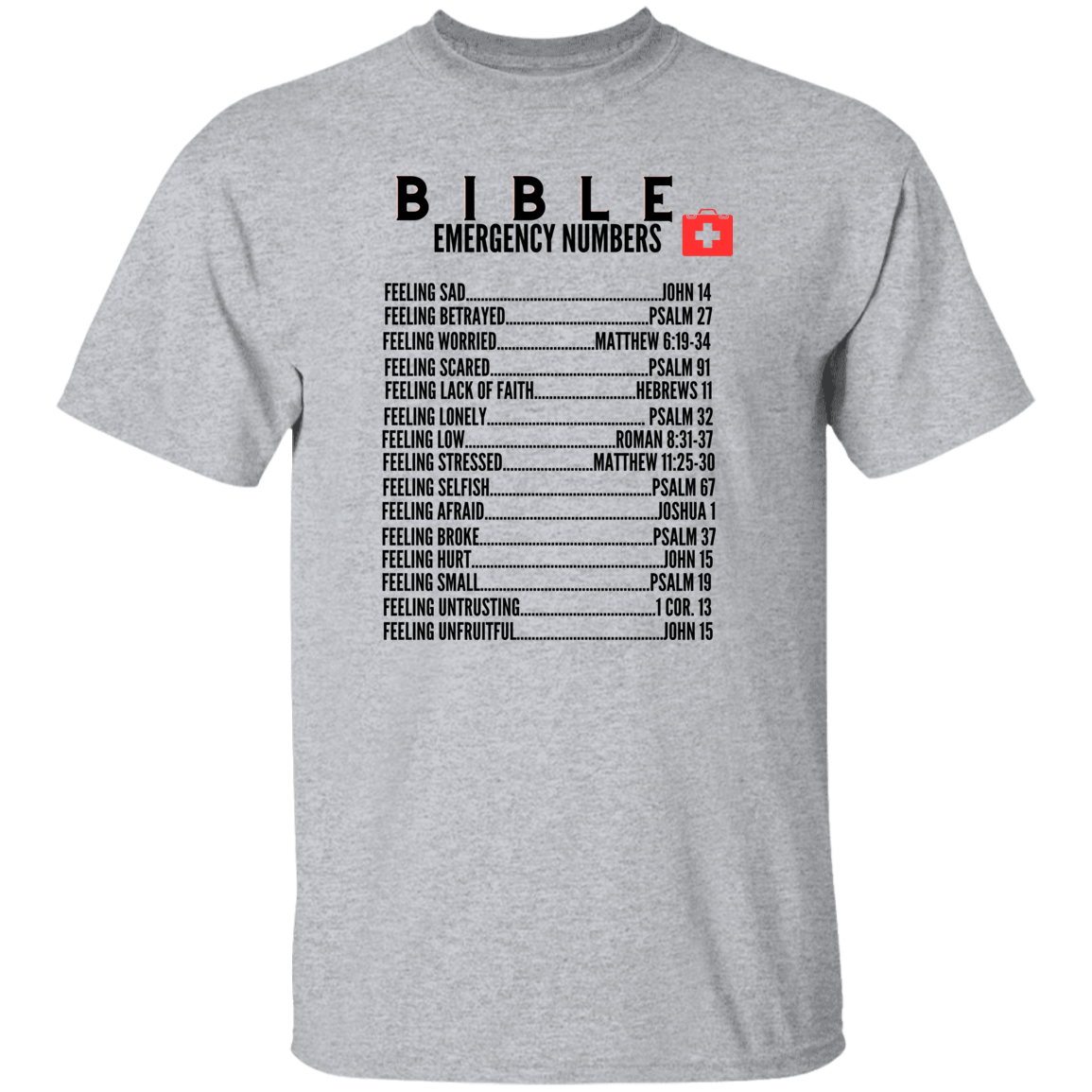 Emergency Bible Numbers Christian T-Shirt - Short Sleeve Black