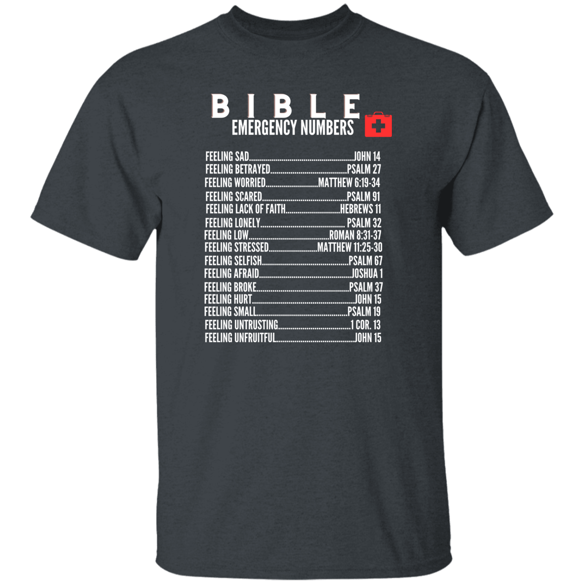 Emergency Bible Numbers Christian T-Shirt - Short Sleeve White