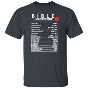 Emergency Bible Numbers Christian T-Shirt - Short Sleeve White