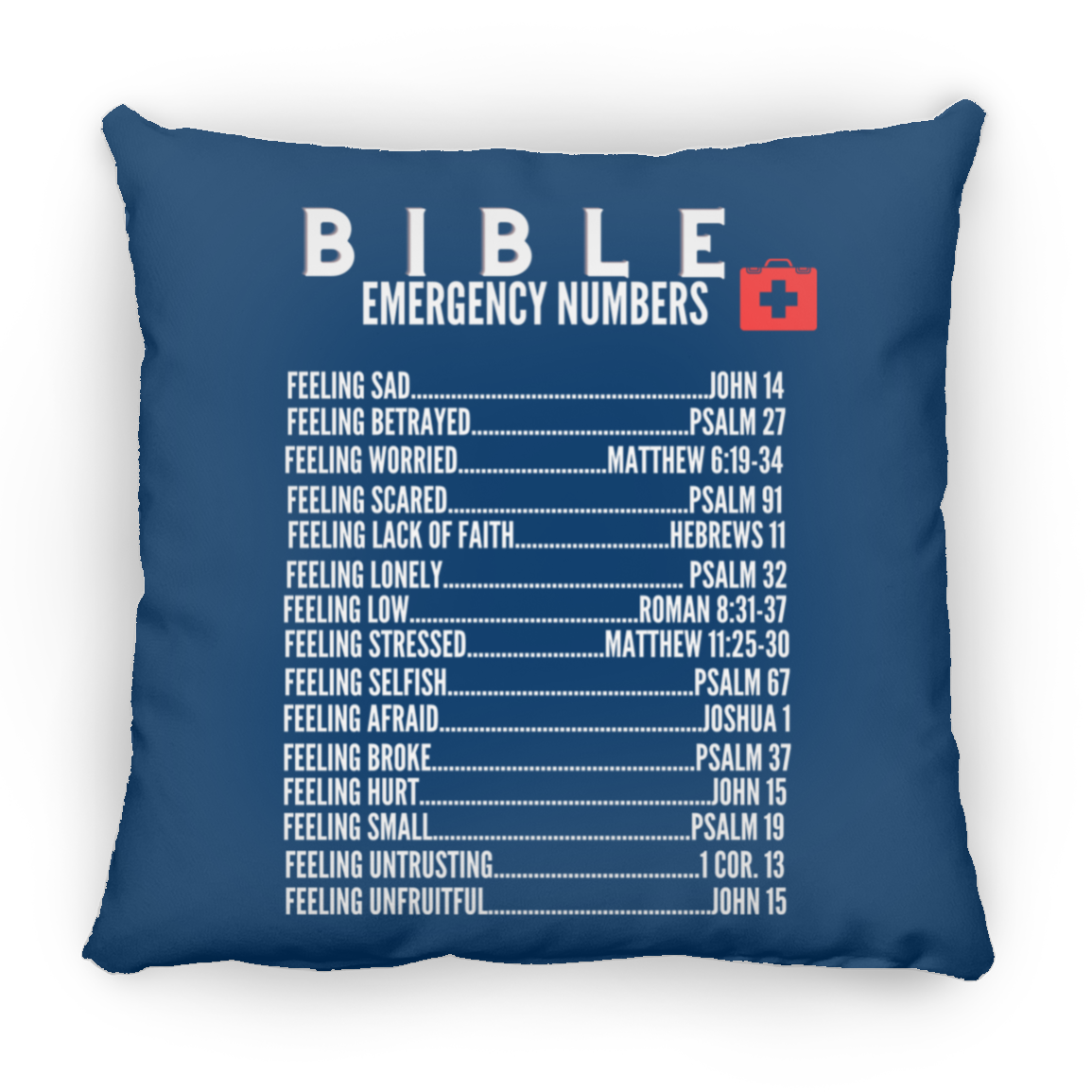 Emergency Bible Numbers Christian Pillow White