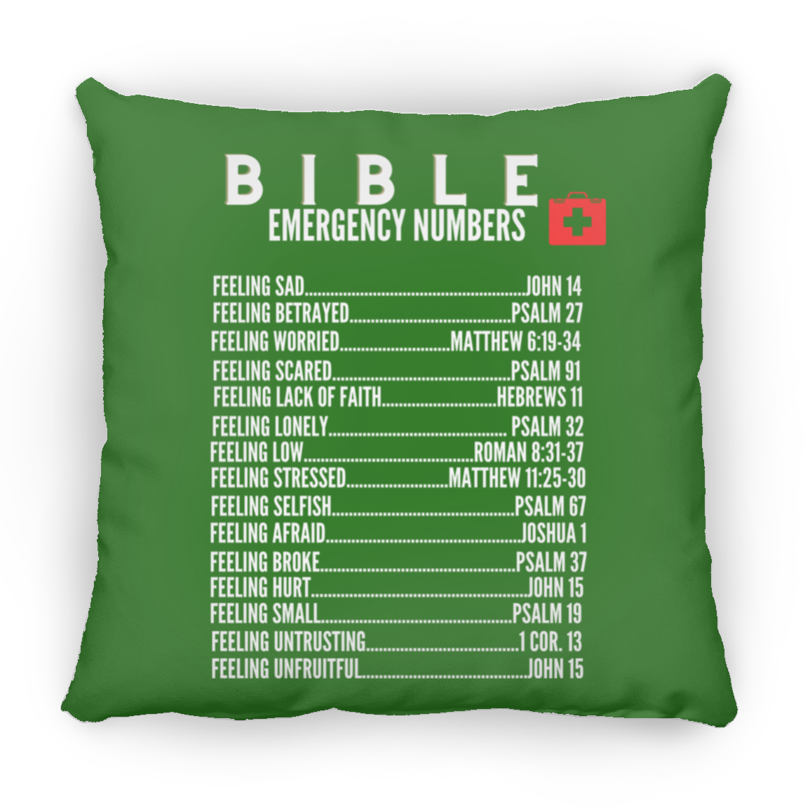 Emergency Bible Numbers Christian Pillow White