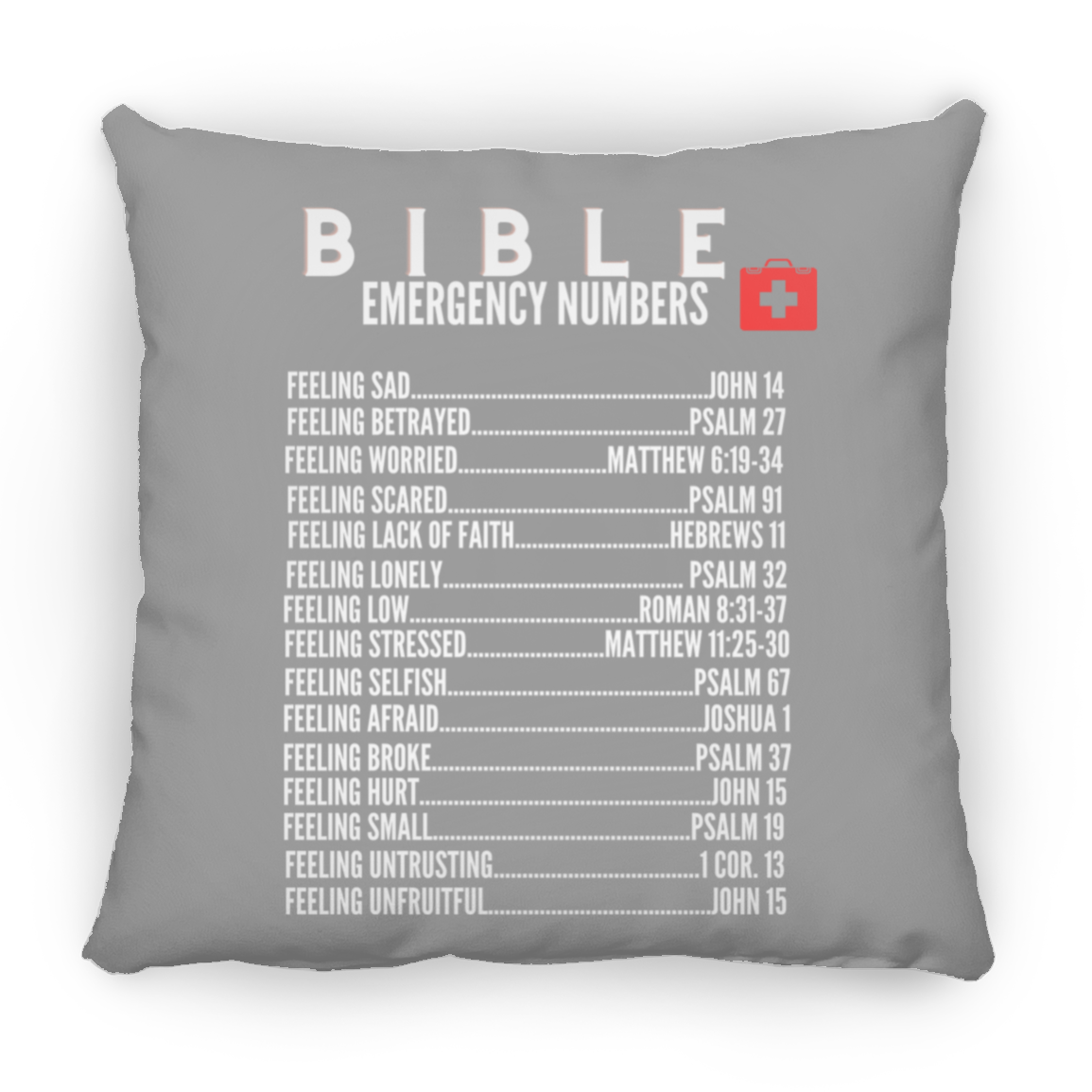 Emergency Bible Numbers Christian Pillow White