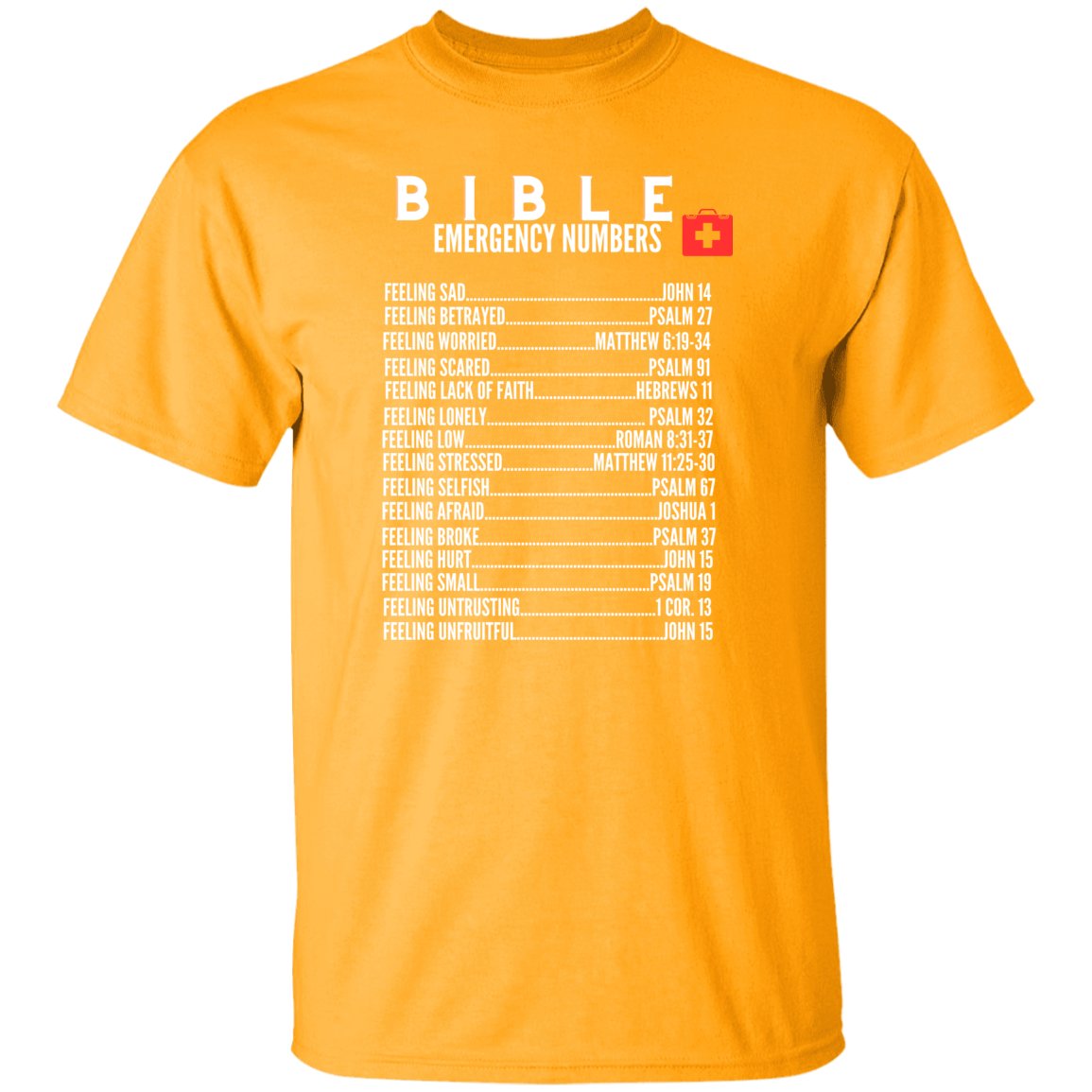 Emergency Bible Numbers Christian T-Shirt - Short Sleeve White