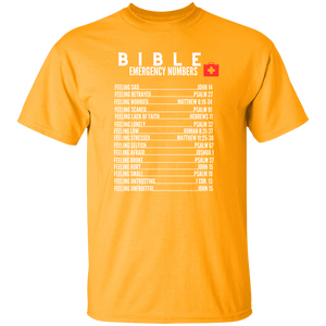 Emergency Bible Numbers Christian T-Shirt - Short Sleeve White