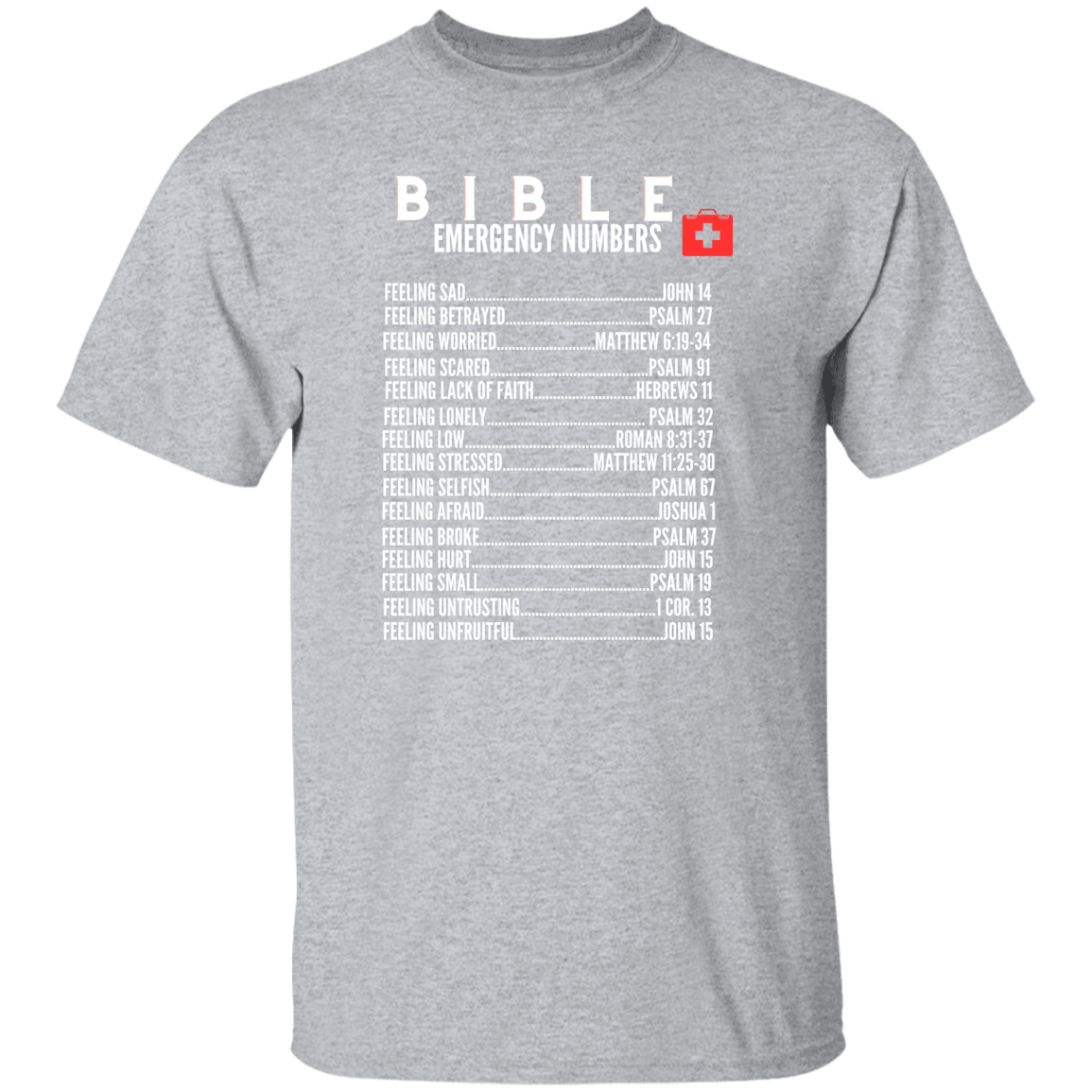 Emergency Bible Numbers Christian T-Shirt - Short Sleeve White