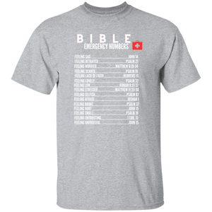 Emergency Bible Numbers Christian T-Shirt - Short Sleeve White