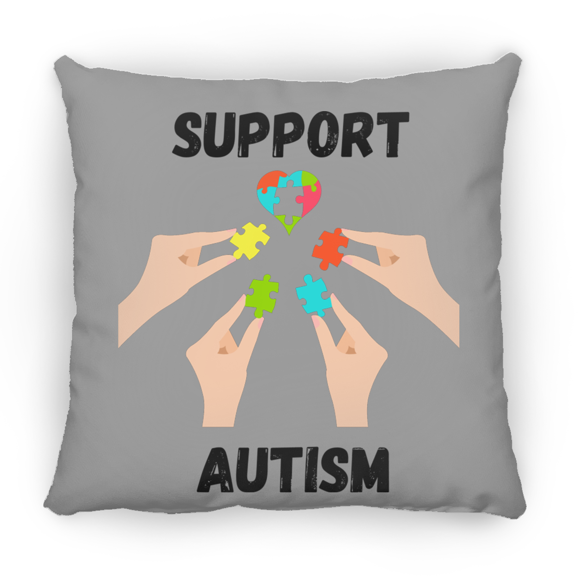 Support Autism Puzzle Piece Pillow