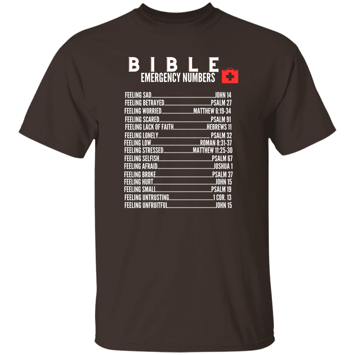 Emergency Bible Numbers Christian T-Shirt - Short Sleeve White