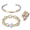 Two tone bangle, bracelet and ring set