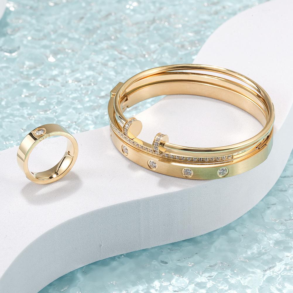 gold layered bangle and ring set