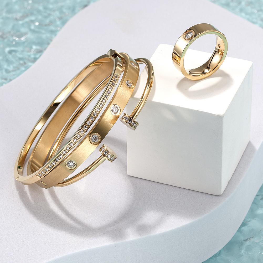 gold layered bangle and ring set
